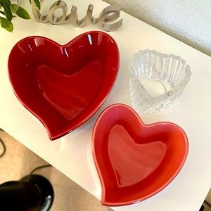 Heart Bundle - 2 Nesting Bowls and Candle Holder